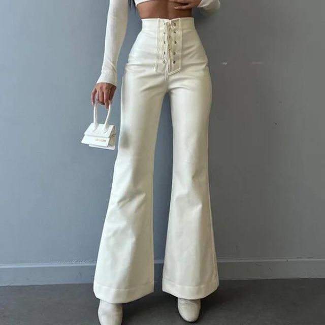 Spodnie Damskie z Wysokim Stanem i Szerokimi Nogawkami | Eleganckie z Koronką