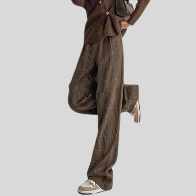 Damskie Casual Spodnie w Kratę o Luźnym Kroju | Styl i Komfort