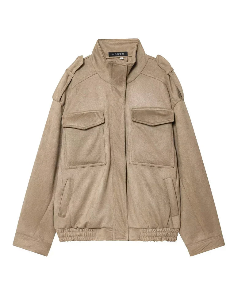 Daria||Damska Kurtka Bomber Zimowa | Stylowa Kurtka w Zamszowym Stylu na Każdy Dzień