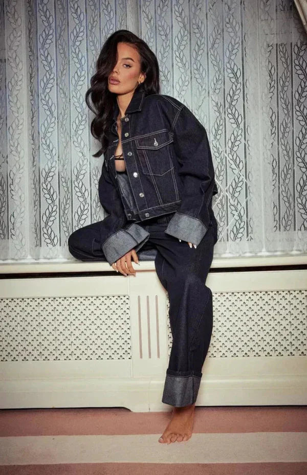 Mila | Zestaw Denim Co-ord Damski | Elegancki Strój Jeansowy na Co Dzień i na Wyjście