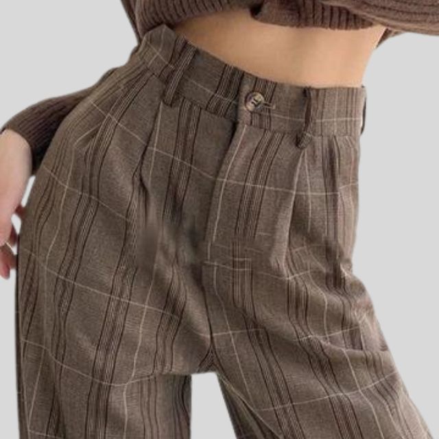 Damskie Casual Spodnie w Kratę o Luźnym Kroju | Styl i Komfort