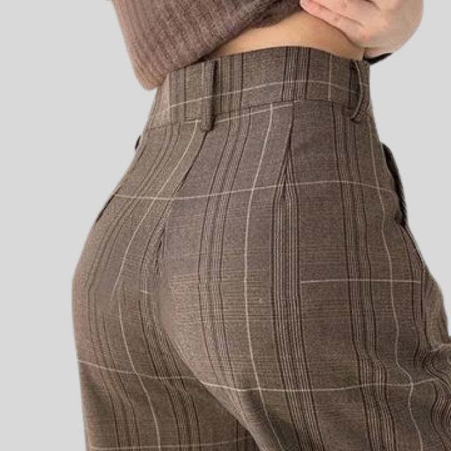 Damskie Casual Spodnie w Kratę o Luźnym Kroju | Styl i Komfort