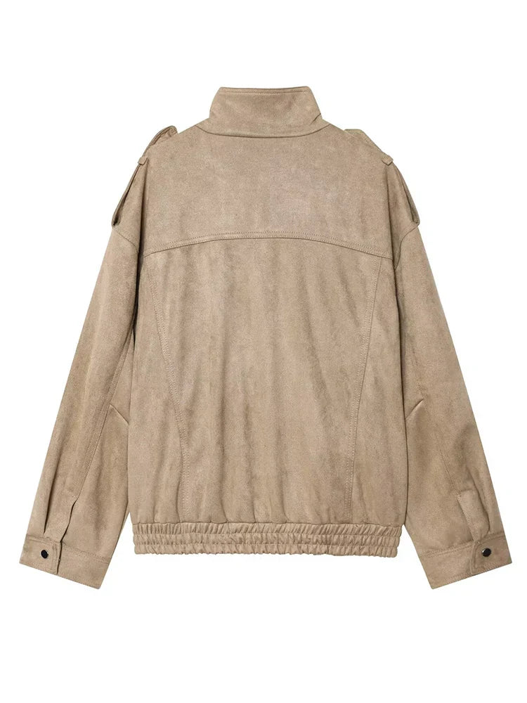 Daria||Damska Kurtka Bomber Zimowa | Stylowa Kurtka w Zamszowym Stylu na Każdy Dzień